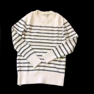 41 Hawthorn nylon/wool/ alpaca blend cream crew sweater with gray stripes sz S
